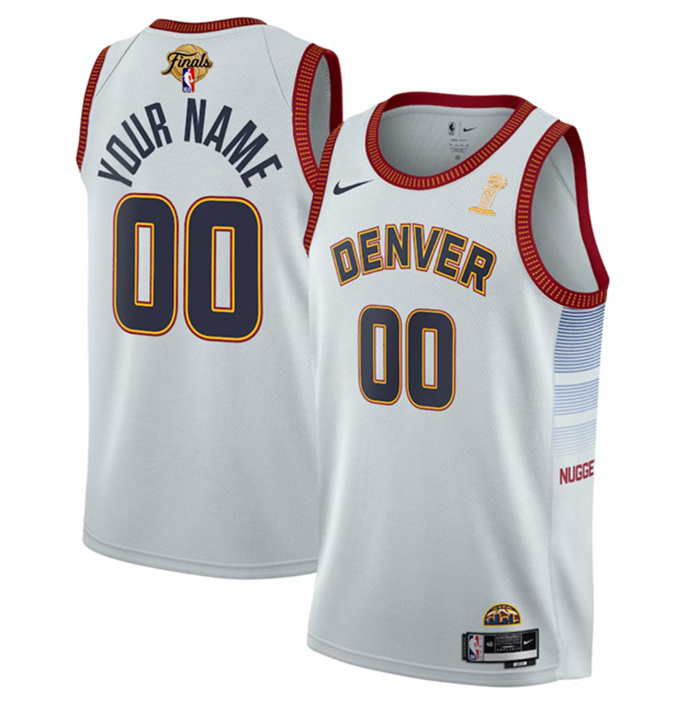 Personalized Men’s Denver Nuggets Active Player White 2023 Finals Champions Icon Edition Stitched Basketball Jersey