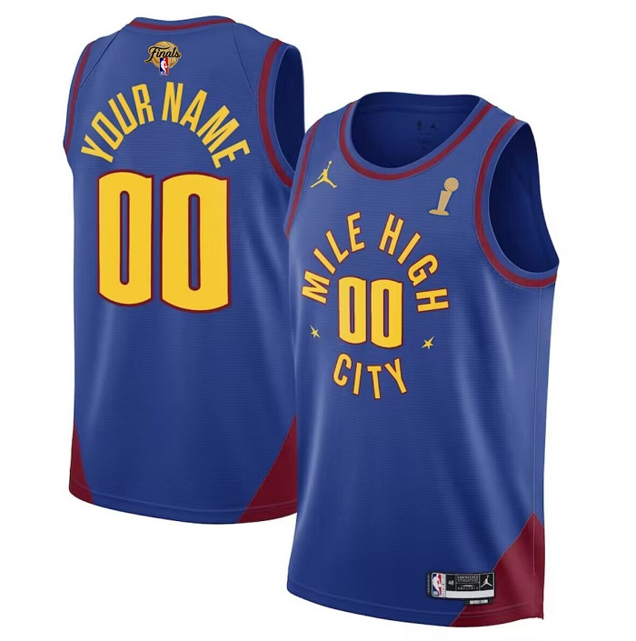 Personalized Men’s Denver Nuggets Active Player Blue 2023 Finals Champions Statement Edition Stitched Basketball Jersey
