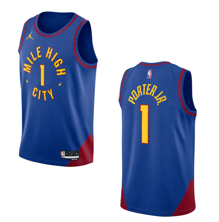 Personalized Men’s Denver Nuggets #1 Michael Porter Jr. Blue 2022 23 Statement Edition Stitched Jersey