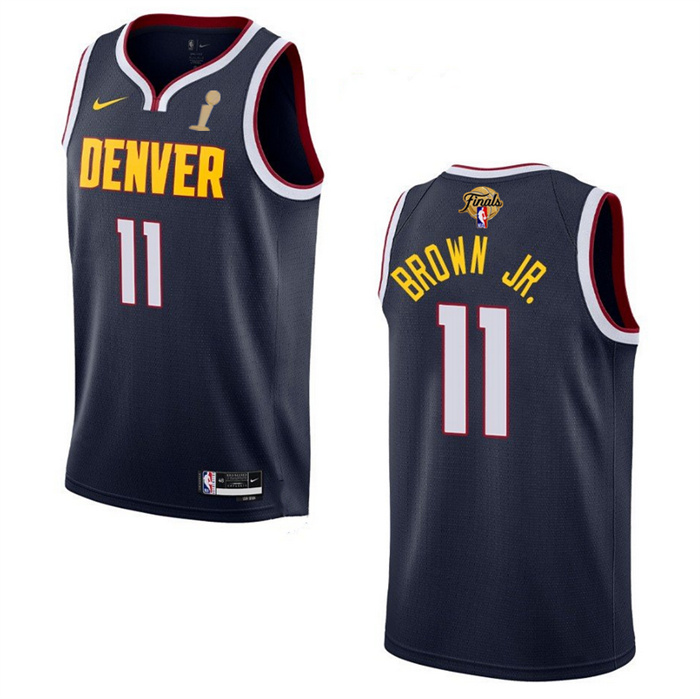 Personalized Men’s Denver Nuggets #11 Bruce Brown Navy 2023 Finals Champions Icon EditionStitched Basketball Jersey