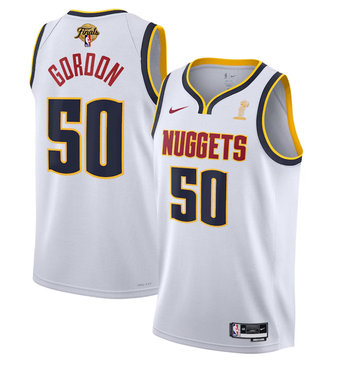 Personalized Men’s Denver Nuggets #50 Aaron Gordon White 2023 Finals Association Edition Stitched Basketball Jersey