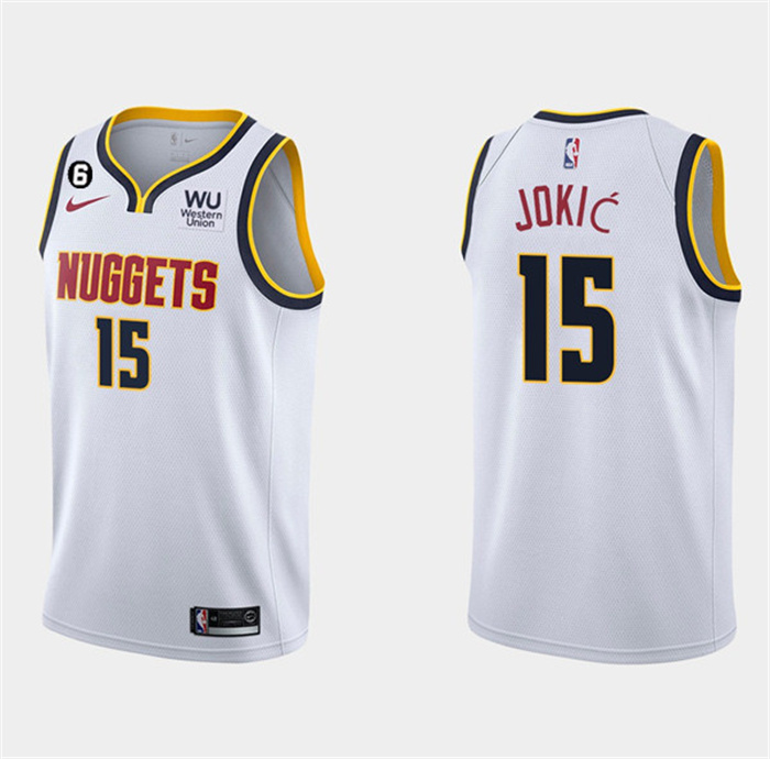 Personalized Men’s Denver Nuggets #15 Nikola Jokic White 2019 20 Association Edition With NO.6 Patch Stitched Jersey