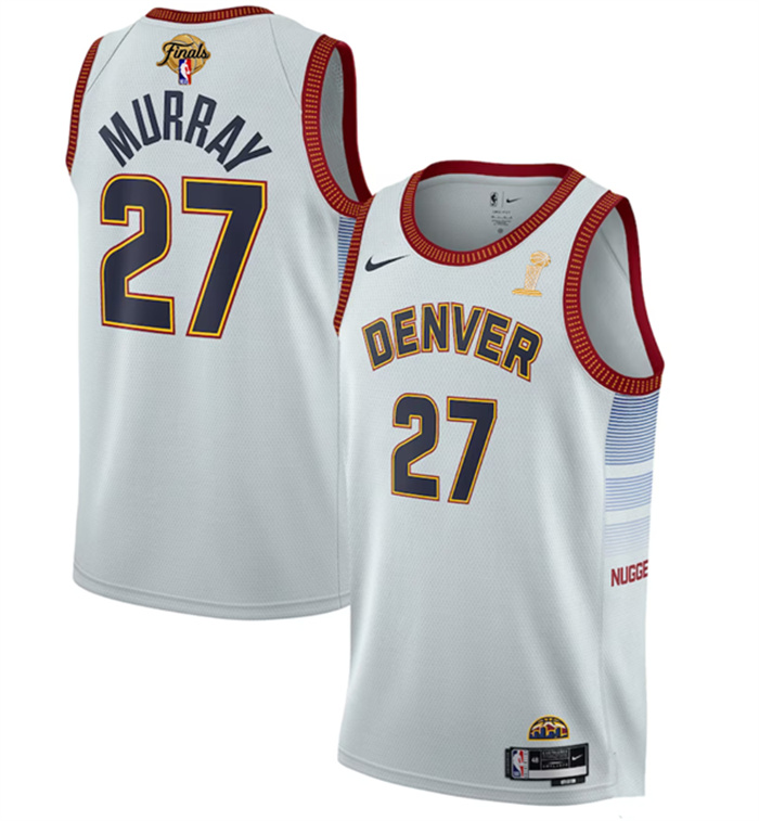Personalized Men’s Denver Nuggets #27 Jamal Murray White 2023 Finals Champions Icon Edition Stitched Basketball Jersey