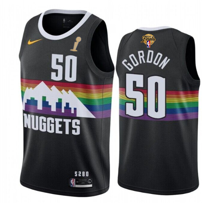 Personalized Men’s Denver Nuggets #50 Aaron Gordon Black 2023 Finals Champions City Edition Stitched Basketball Jersey