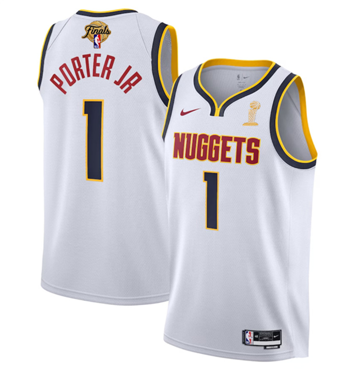Personalized Men’s Denver Nuggets #1 Michael Porter Jr. White 2023 Finals Association Edition Stitched Basketball Jersey
