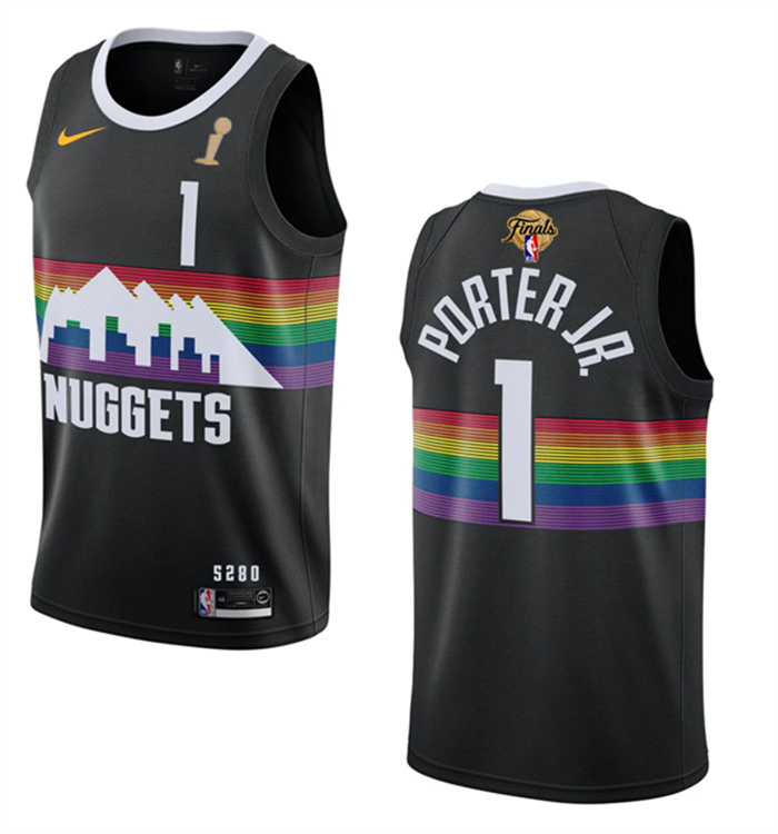Personalized Men’s Denver Nuggets #1 Michael Porter Jr. Black 2023 Finals Champions City Edition Stitched Basketball Jersey