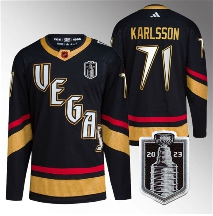 Personalized Men’s Vegas Golden Knights #71 William Karlsson Black 2023 Stanley Cup Final Stitched Jersey
