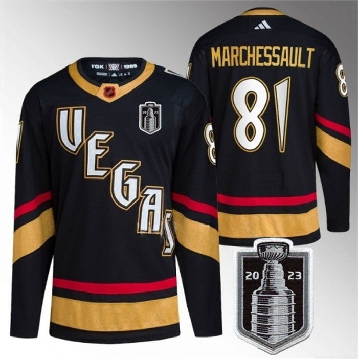 Personalized Men’s Vegas Golden Knights #81 Jonathan Marchessault Black 2023 Stanley Cup Final Stitched Jersey
