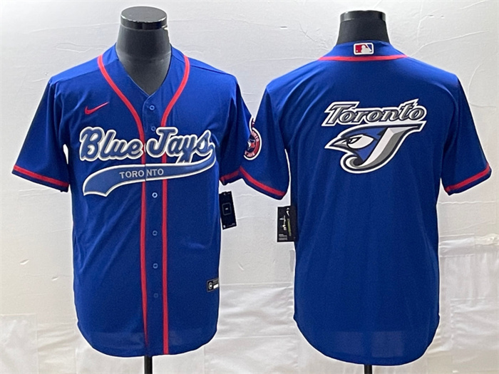 Personalized Men’s Toronto Blue Jays Royal Team Big Logo Cool Base Stitched Baseball Jersey