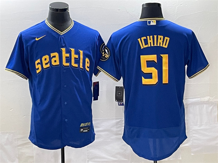 Personalized Men’s Seattle Mariners #51 Ichiro Suzuki Royal 2023 City Connect Flex Base Stitched Jersey