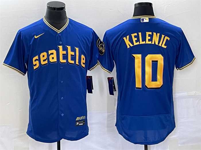 Personalized Men’s Seattle Mariners #10 Jarred Kelenic Royal 2023 City Connect Flex Base Stitched Jersey
