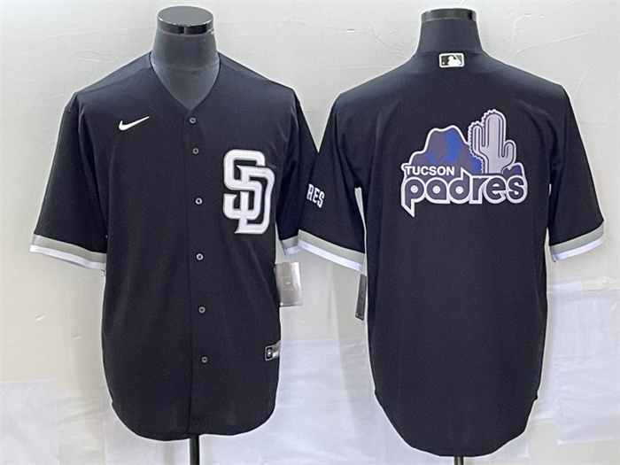 Personalized Men’s San Diego Padres Black Team Big Logo Cool Base Stitched Baseball Jersey S