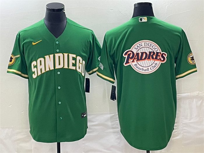 Personalized Men’s San Diego Padres Green Team Big Logo Cool Base Stitched Baseball Jersey 001