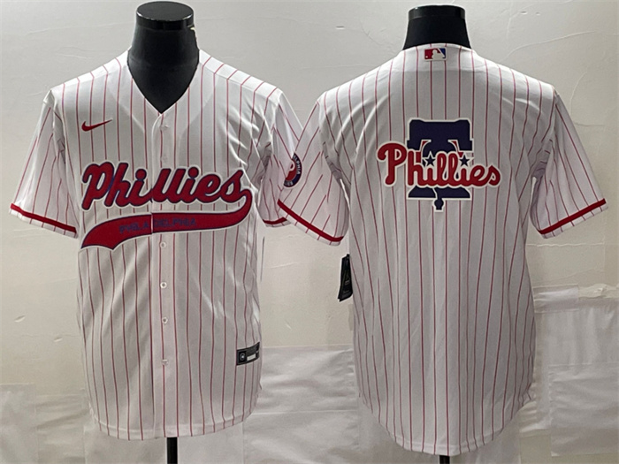 Personalized Men’s Philadelphia Phillies White Team Big Logo Cool Base Stitched Baseball Jersey