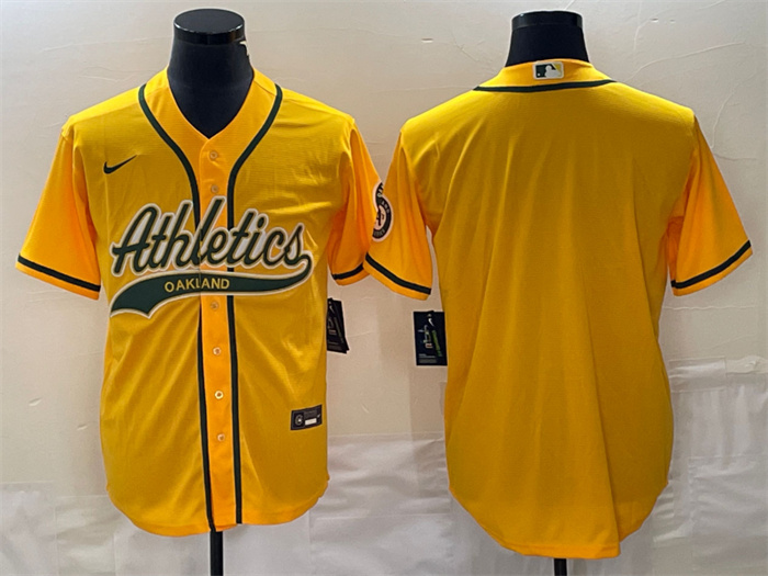Personalized Men’s Oakland Athletics Blank Yellow Cool Base Stitched Baseball Jersey