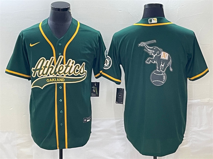 Personalized Men’s Oakland Athletics Green Team Big Logo Cool Base Stitched Baseball Jersey 001