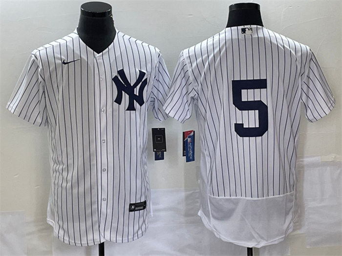 Personalized Men’s New York Yankees #5 Joe DiMaggio White Flex Base Stitched Baseball Jersey