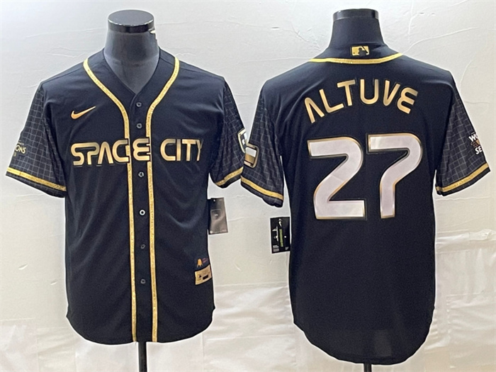 Personalized Men’s Houston Astros #27 Jose Altuve Black City Connect Cool Base Stitched Baseball Jersey
