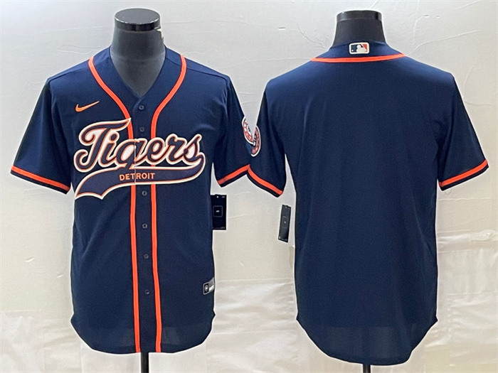 Personalized Men’s Detroit Tigers Blank Navy Cool Base Stitched Baseball Jersey
