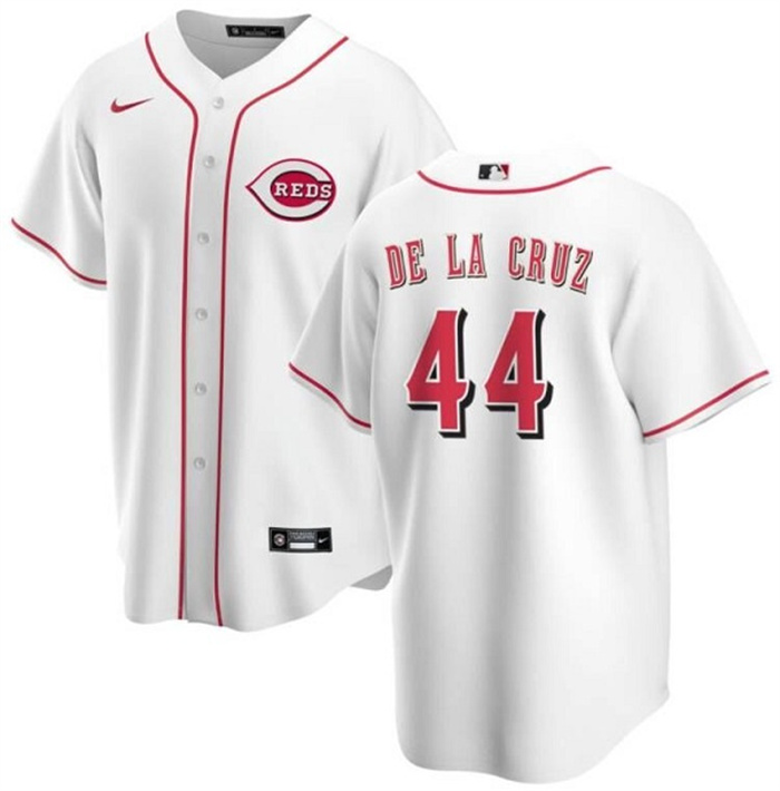 Personalized Men’s Cincinnati Reds #44 Elly De La Cruz White Cool Base Stitched Baseball Jersey