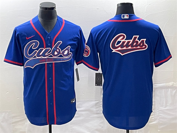 Personalized Men’s Chicago Cubs Royal Team Big Logo Cool Base Stitched Jersey