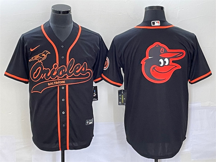 Personalized Men’s Baltimore Orioles Black Team Big Logo Cool Base Stitched Jersey