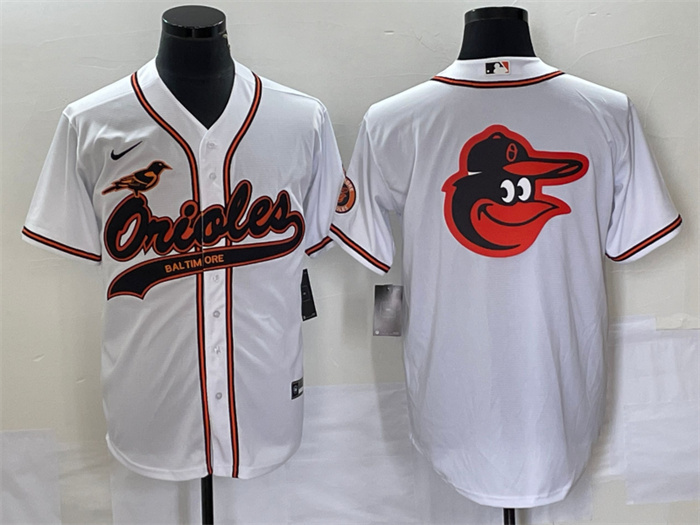 Personalized Men’s Baltimore Orioles White Team Big Logo Cool Base Stitched Jersey