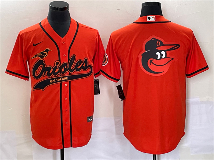 Personalized Men’s Baltimore Orioles Orange Team Big Logo Cool Base Stitched Jersey