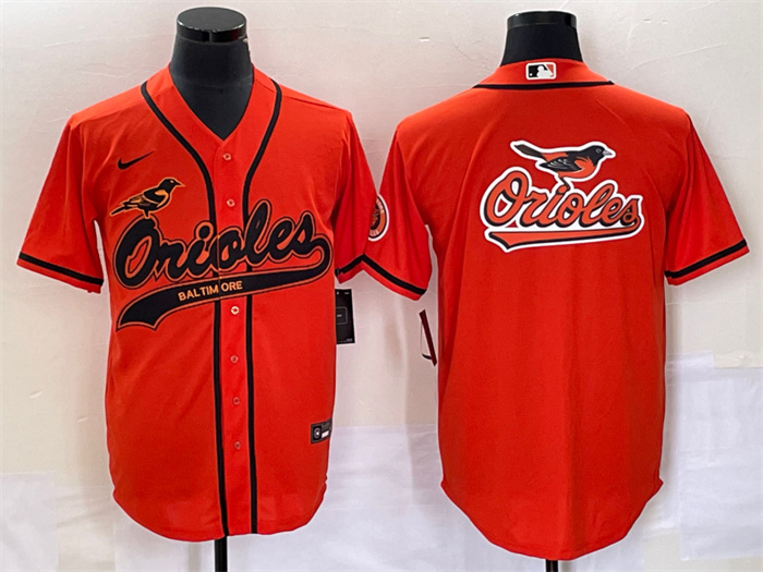 Personalized Men’s Baltimore Orioles Orange Team Big Logo Cool Base Stitched Jersey S