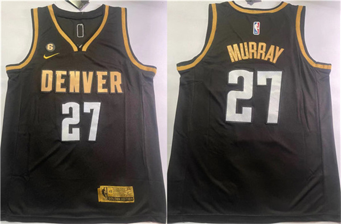Personalized Men’s Denver Nuggets #27 Jamal Murray Black With NO.6 Patch Stitched Jersey