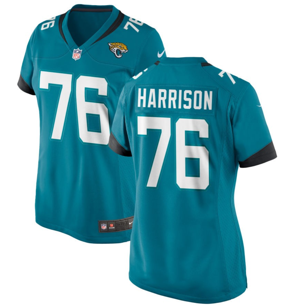 Personalized Women’s Jacksonville Jaguars #76 Anton Harrison Teal 2023 Draft Stitched Jersey(Run Small)