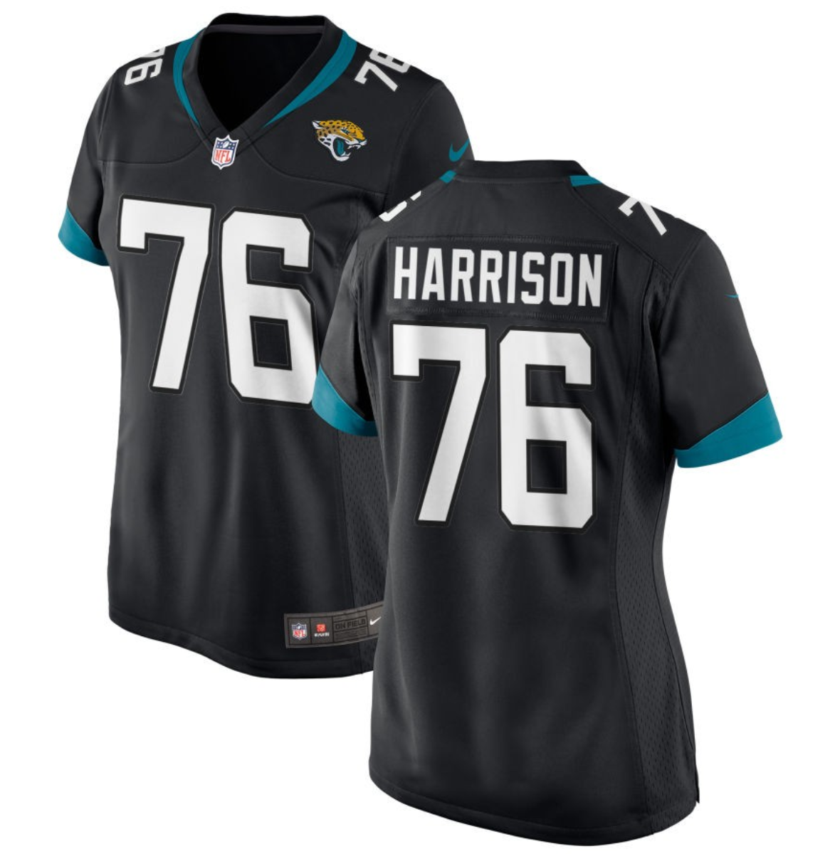 Personalized Women’s Jacksonville Jaguars #76 Anton Harrison Black 2023 Draft Stitched Jersey(Run Small)