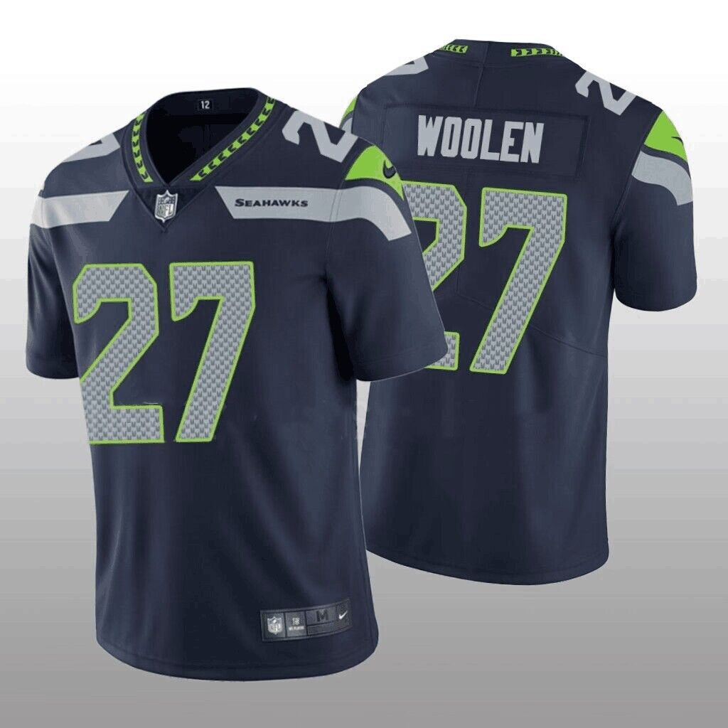 Personalized Men’s Seattle Seahawks #27 Tariq Woolen Navy Untouchable Stitched Football Jersey