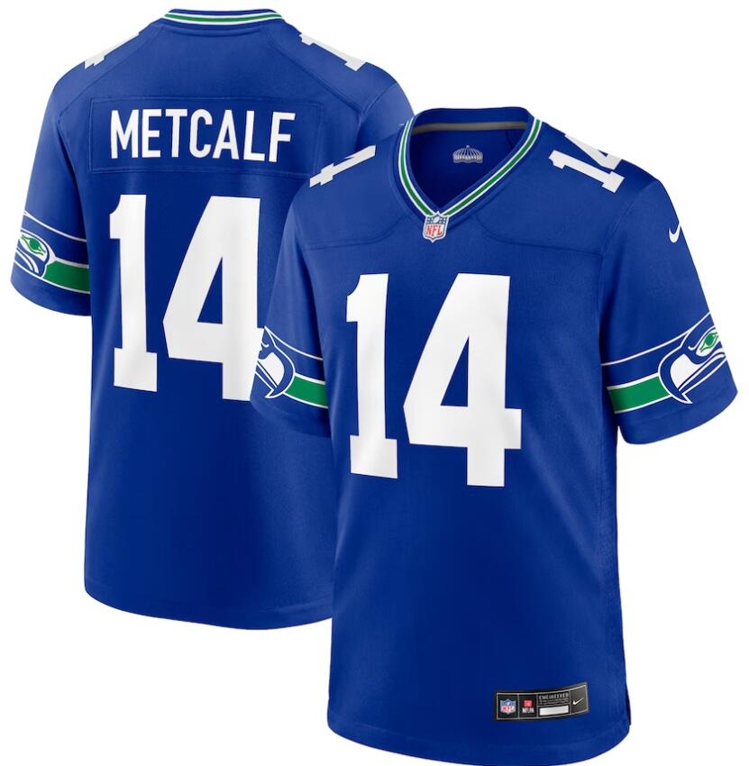 Personalized Men’s Seattle Seahawks DK Metcalf #14 Royal Throwback Player Jerseys