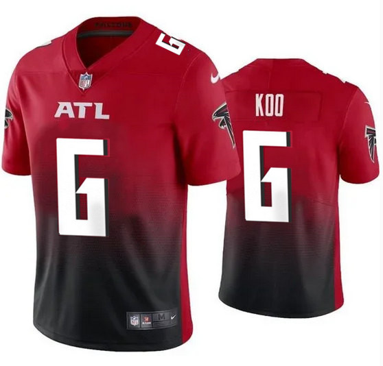 Personalized Men’s Atlanta Falcons #6 Younghoe Koo New Black Red Untouchable Limited Stitched Jersey