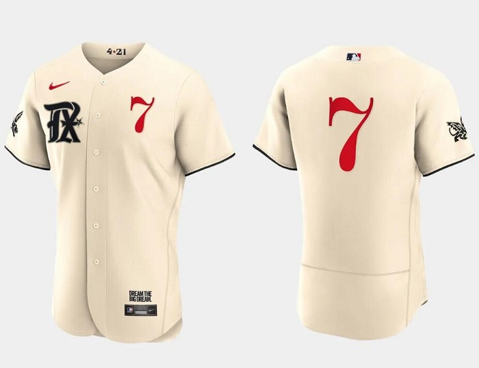 Personalized Men’s Texas Rangers #7 Ivan Rodriguez Cream 2023 City Connect Flex Base Stitched Baseball Jersey