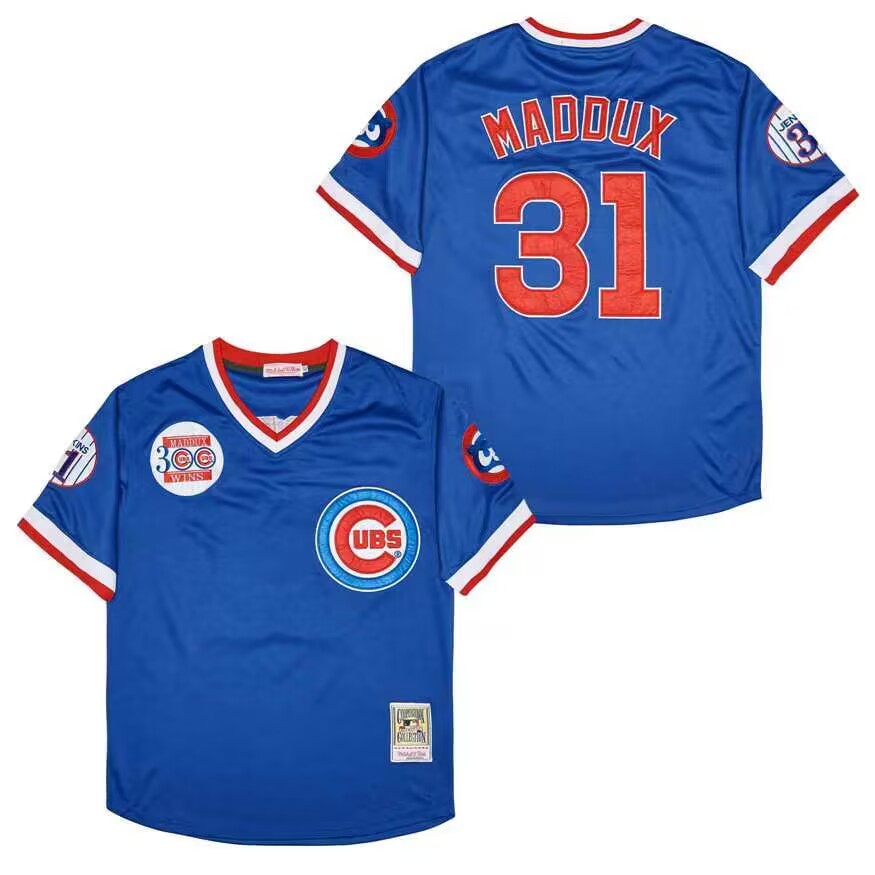 Personalized CUBS Maddux #31 MLB Blue throwback Jersey