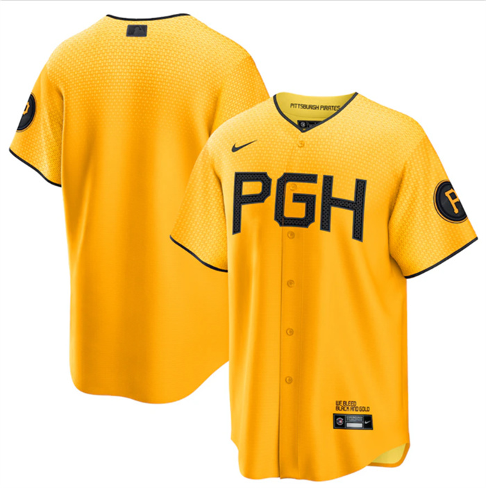 Personalized Men’s Pittsburgh Pirates Blank Gold 2023 City Connect Stitched Jersey