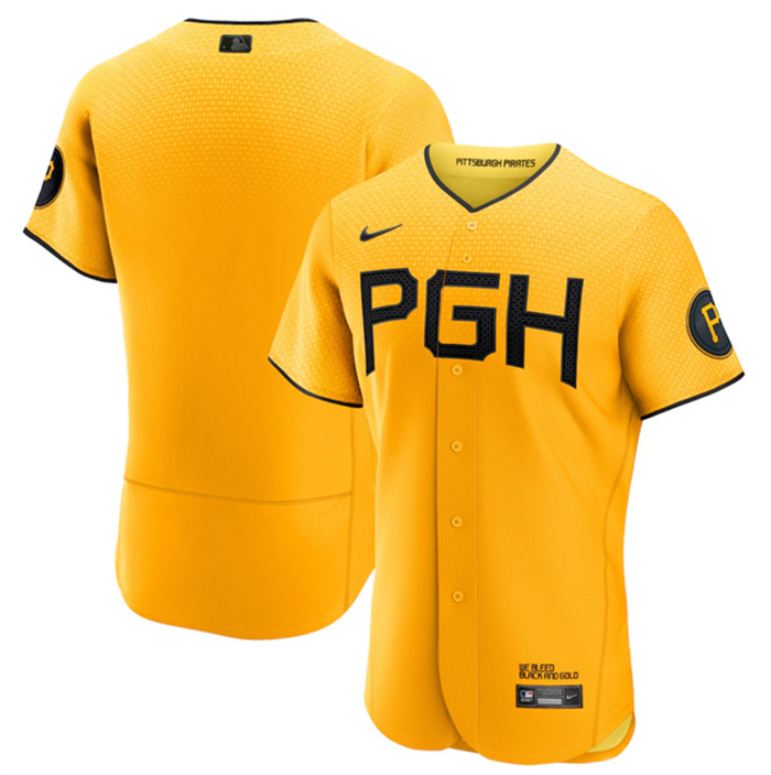 Personalized Men’s Pittsburgh Pirates Blank Gold 2023 City Connect Flex Base Stitched Jersey