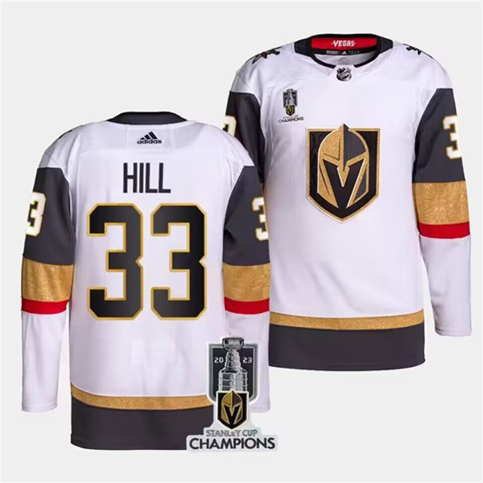 Personalized Men’s Vegas Golden Knights #33 Adin Hill White 2023 Stanley Cup Champions Stitched Jersey