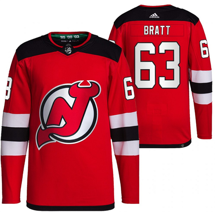 Personalized Men’s New Jersey Devils #63 Jesper Bratt Red Stitched Jersey