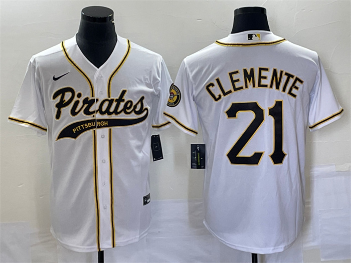 Personalized Men’s Pittsburgh Pirates #21 Roberto Clemente White Cool Base Stitched Baseball Jersey