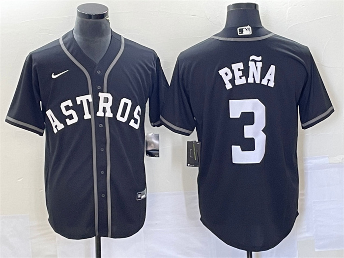 Personalized Men’s Houston Astros #3 Jeremy Peña Black Cool Base Stitched Baseball Jersey