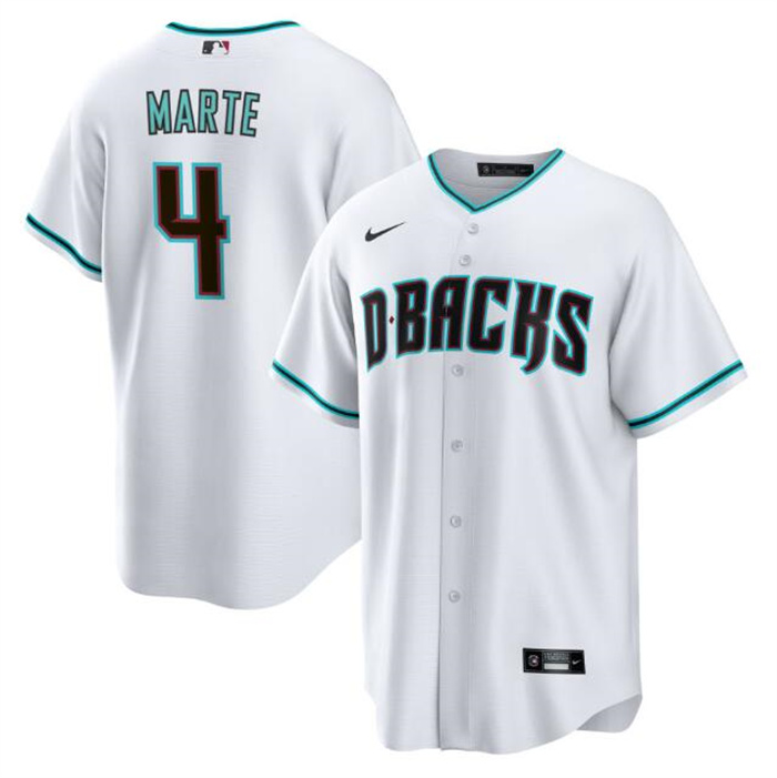 Personalized Men’s Arizona Diamondbacks #4 Ketel Marte White Cool Base Stitched Baseball Jersey