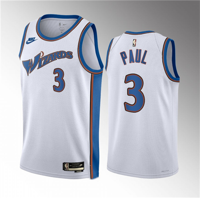 Personalized Men’s Washington Wizards #3 Chris Paul White Classic Edition Stitched Jersey