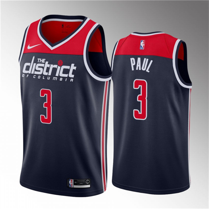 Personalized Men’s Washington Wizards #3 Chris Paul Navy Statement Edition Stitched Jersey