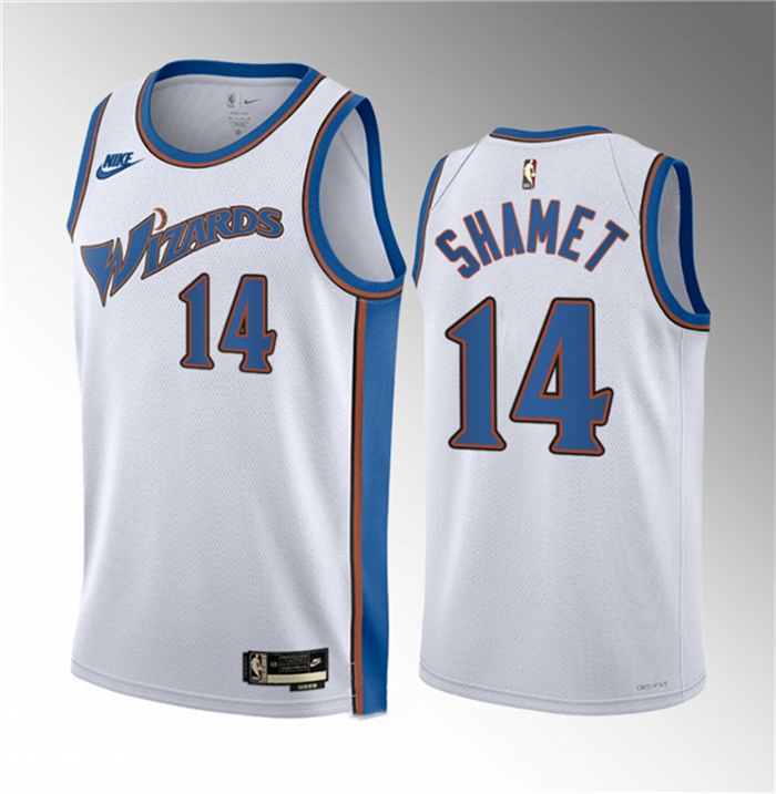Personalized Men’s Washington Wizards #14 Landry Shamet White Classic Edition Stitched Jersey