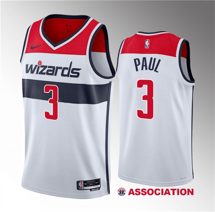 Personalized Men’s Washington Wizards #3 Chris Paul White Association Edition Stitched Jersey