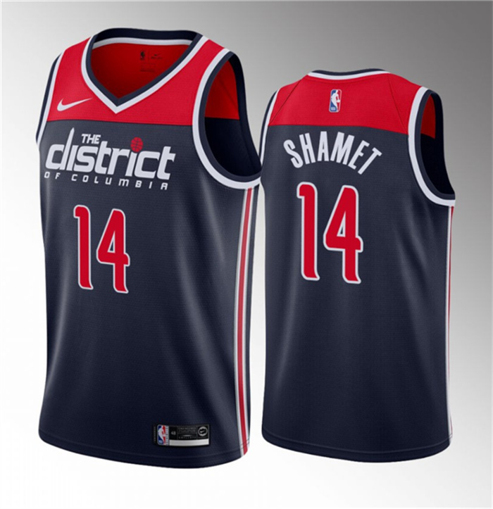 Personalized Men’s Washington Wizards #14 Landry Shamet Navy Statement Edition Stitched Jersey