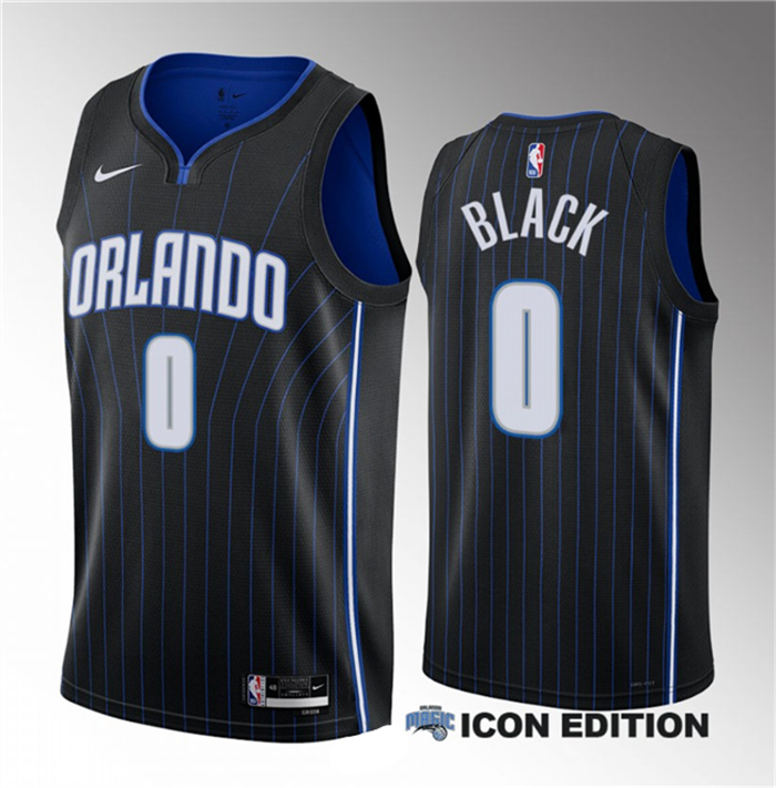 Personalized Men’s Orlando Magic #0 Anthony Black Black 2023 Draft Icon Edition Stitched Basketball Jersey